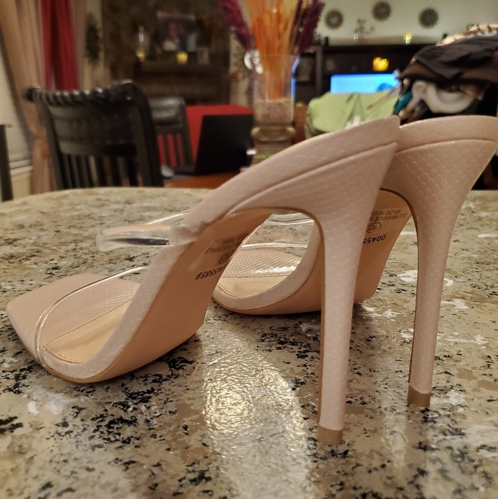 Faux Leather Open-Toe Stiletto Heels (runs small) - Picture 7 of 7
